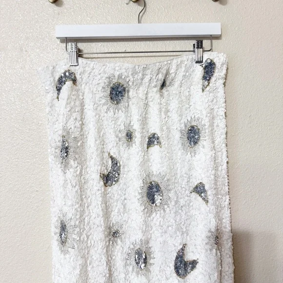 Show Me Your Mumu RSVP Skirt in White Celestial Sequins Allover Embellished XL - Picture 9 of 13